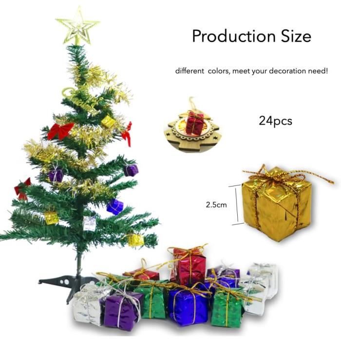 24 Pcs Mini Boite Cadeau Noel Décor, Mini Cadeau Paquet Miniature  Pendentif, Miniature Cadeau de Noël Suspendu Ornements Décorations pour  Arbre De