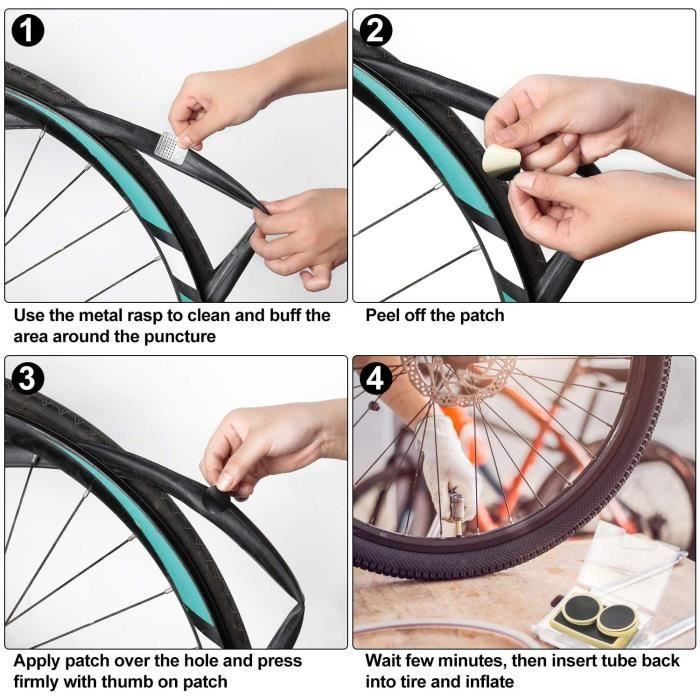Rustine Velo Pre Colle Kit de Reparation de Patch de Pneu de Velo Patchs de Crevaison de Tube de Velo en Caoutchouc sans Colle 12pcs Cdiscount Sport