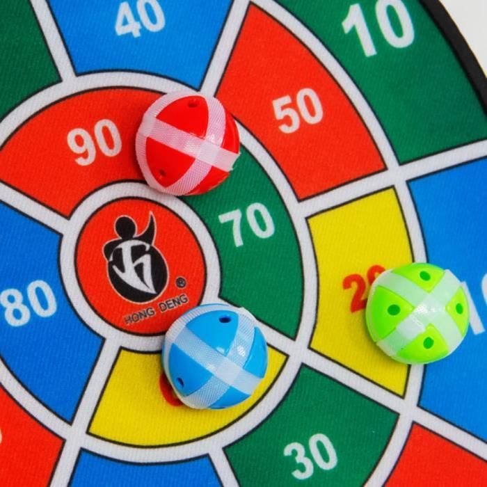 Grand Jeu De Fléchettes Velcro Enfant – Cible Réversible + 12 Balles & 6 Fléchettes