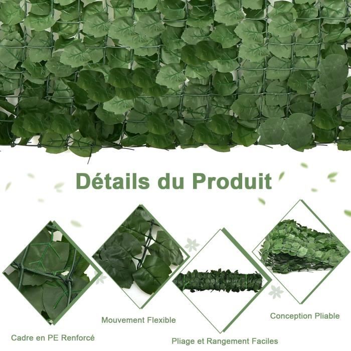 COSTWAY Haie Artificielle, Brise-Vue 300 x 100 CM Anti-UV, Grillage ...