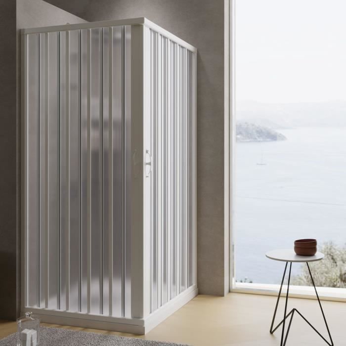 Porte de douche en PVC 130CM H185 pliante avec Ouverture Centrale