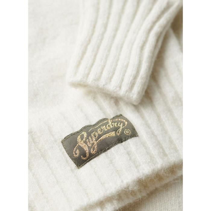 Pull Femme Superdry Ivoire Col Bateau - Taille XS - Mélange Angora