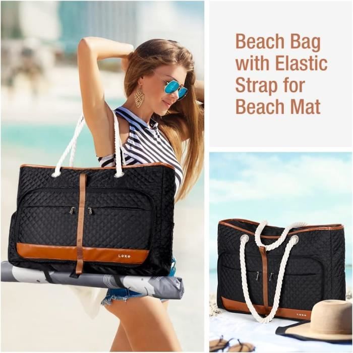 Lekespring Sac de Plage Femme 35 Litres Grand Tote Bag Pliable
