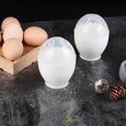 Cuiseur oeuf,6 Pcs Pocheuse Oeuf Easy Egg Cooker pocheuses à œufs en Plastique Cuit Oeuf Micro Onde Poêle,9,5 * 7 cm,Blanc-3