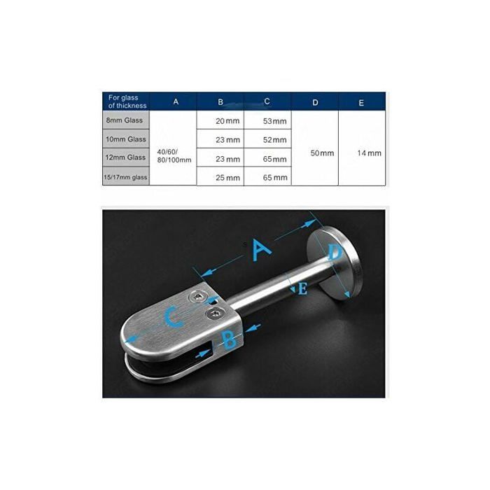 Support de fixation en U en acier inoxydable 304 pour panneaux en verre ...