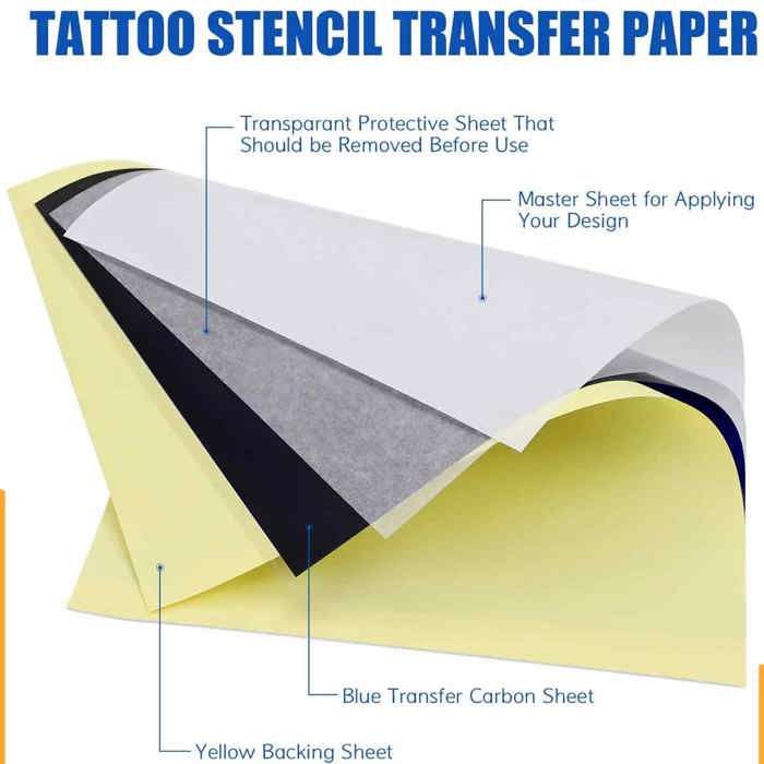 Lot De 100 Feuilles Papier Transfert Tatouage A4 - Papier De Transfert Pour Motifs Sur Peau, Idéal Artistes Tatoueurs