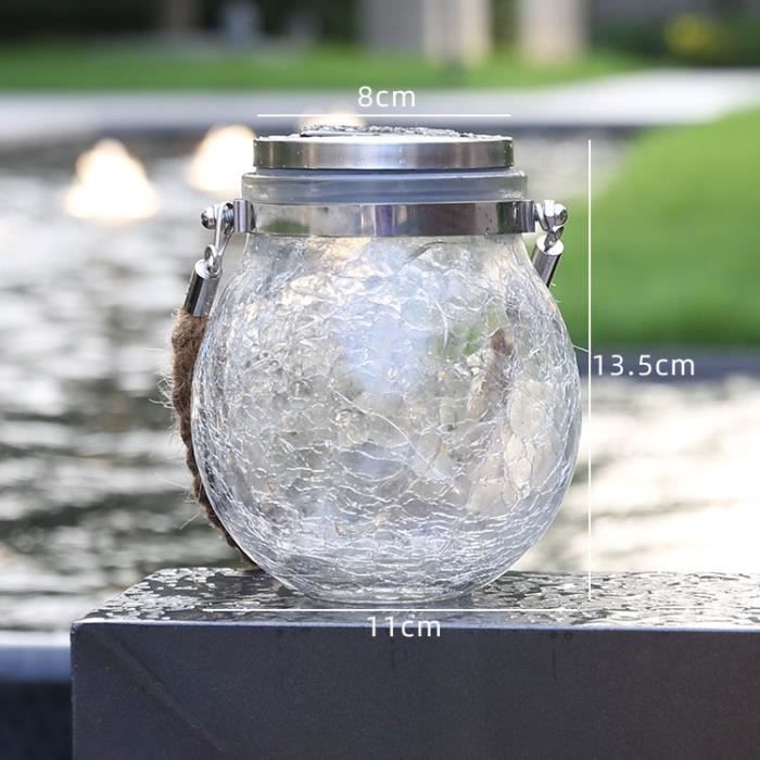 Lampe solaire Fil de cuivre Crack boule de verre Pot de jardin extérieur  Décoration Lampe Arbre