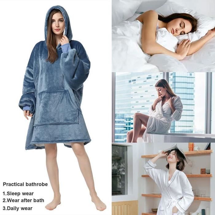Peignoir Femme En Flanelle Douce - Robe De Chambre Chaude Hiver - Ceinture Ajustable - Lavable Machine