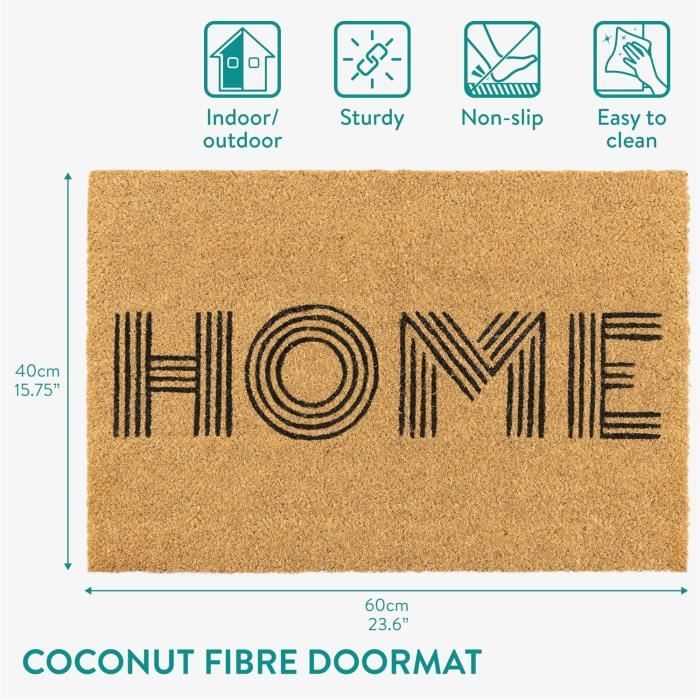 Paillasson Coco Home - Inscription Home - Antidérapant - 75x42 Cm - Neuf