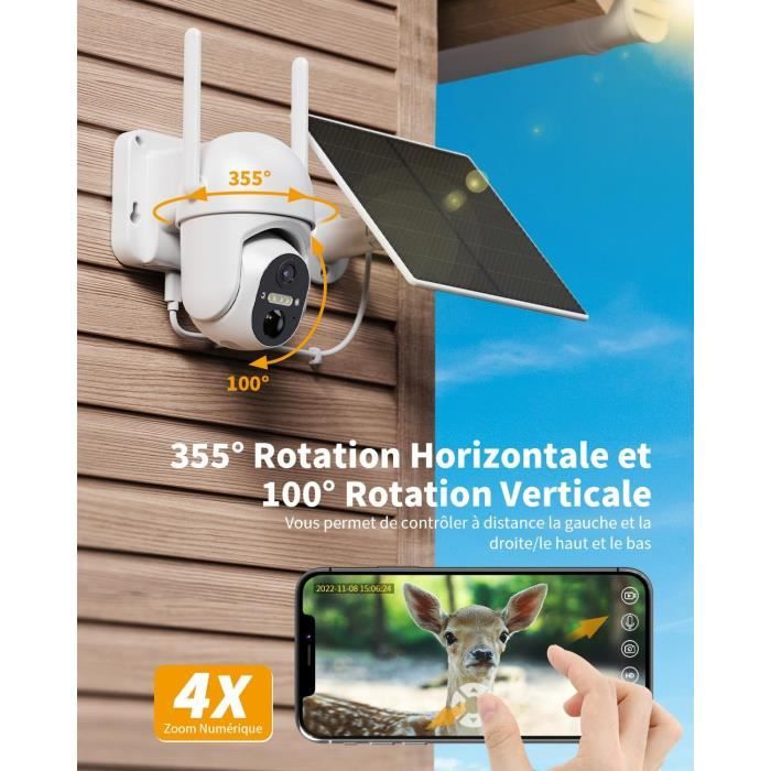 4G LTE Caméra Surveillance Extérieure sans Fil, 2K Camera Solaire avec — free download