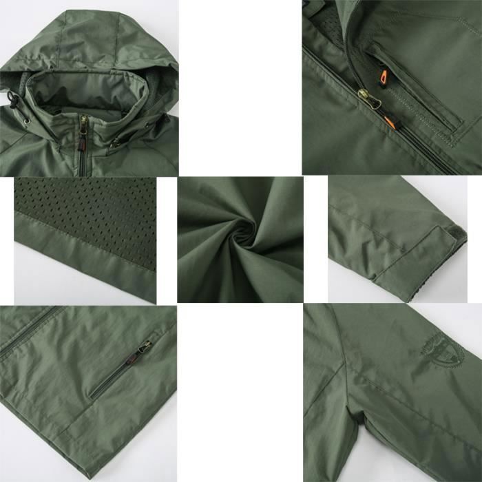 Veste Imperméable Légère Pour Homme - Anti-vent, Capuche Amovible, Multi-poches, Idéale Randonnée