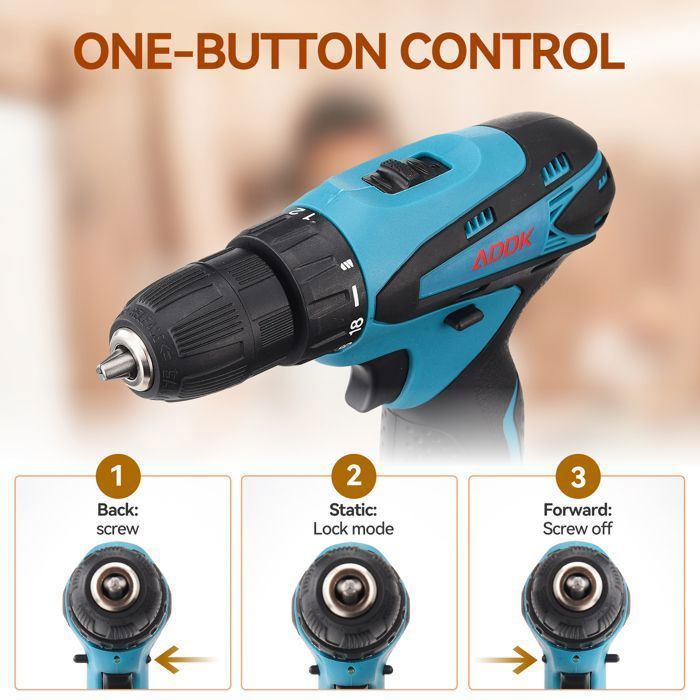Perceuse Visseuse Sans Fil 12V - 2 Batteries, 52 Accessoires, Percussion - Idéale Bricolage Maison