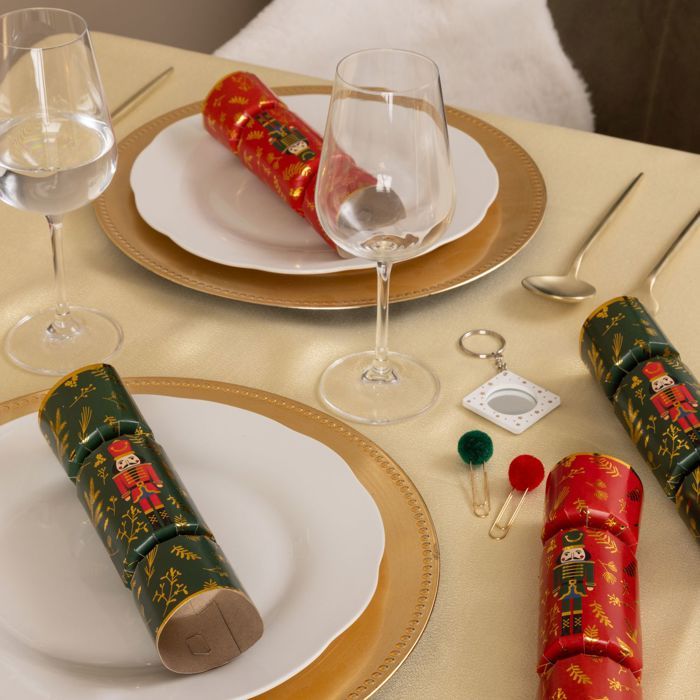 CD-Lot de 10 crackers de Noël de luxe avec motif houx, rouge, doré