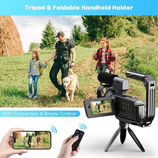 Caméscope JEEMAK 5K 56MP WiFi Double Objectif - Zoom 16X - Écran Tactile 3" - Neuf Sous Boîte