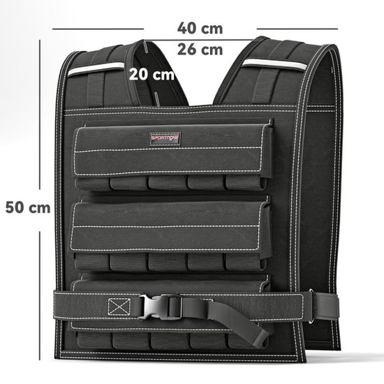 Gilet lesté ajustable Aduro Sports noir de 20 lb, 10 pièces