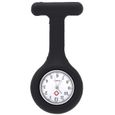 Montre Silicone Infirmier Medecin Quartz Pince Epingle Broche Poche Noir-0