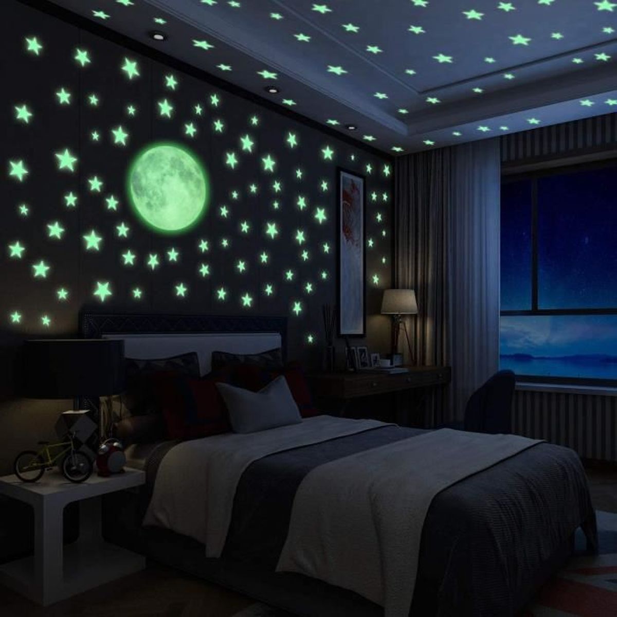 Autocollants Lumineux Lumineuses Stickers Etoiles Decor De Plafond Fluorescent Pour Chambres D Enfants Bebes Ou Des Fetes Cdiscount Maison