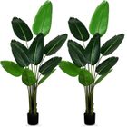 FREOSEN Lot de 2 Plantes Artificielles 160cm Oiseau de Paradis Faux Palmier Tropical avec 9 Feuilles, Faux Plantes en Pot Intérieur Extérie