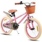 HILAND Bicyclette pour enfants - Roues de 18 pouces - 5-7 ans - Roues assistées - Panier - Bicyclette pour filles - Rose