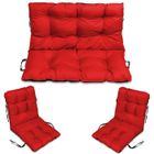 SuperKissen24 Coussin Dossier pour Banc de Jardin - 100x50 cm et Appui 100x60 + 2X 48x96 cm Coussin de Chaise Longue - Rouge