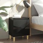 vidaXL Tables de chevet pieds en bois 2 pcs Noir brillant 40x30x50 cm 805830