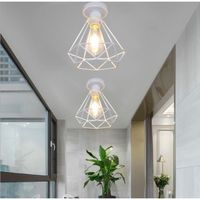 MOGOD 2 Pack Plafonnier Intérieur Lampe Aabt - Jour Cage forme Diamant en Fer Forgé Blanc style Moderne