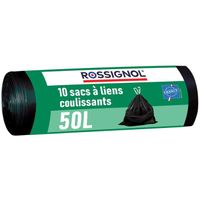 Rossignol - Lot de 10 sacs poubelle 50L BAGY- Noir