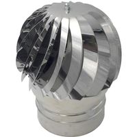 Extracteur de fumées rotatif éolien en inox AISI304 Ø 100 mm base ronde, chapeau de cheminée