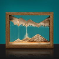 Type de cadre-Café - decoration maison Paysage de sable 3D en mouvement rotatif, cadre en bois, sable mouvant