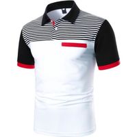 Polo Homme Chemise Homme Polo Manches Courtes Contraste Couleur Tops tv0304hts05tg Blanc4
