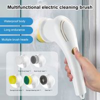 Brosse électrique rotative – Brosse de nettoyage électrique avec 5 têtes de brosse, brosse à récurer rechargeable pour salle de bain