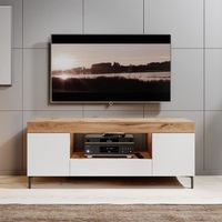 Meuble tv / Banc tv - GUSTO - 137 cm - lancaster / blanc mat - style contemporain
