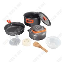 TD® Kit casserole camping portable Ensemble d'ustensiles de cuisine antiadhésifs aluminium bols pique-nique orange - Type cooking