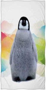 SERVIETTE DE PLAGE Serviette de plage 70 x 140 cm - En microfibre imprimée - Motif pingouin.[Z2118]