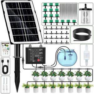 PROGRAMMATEUR ARROSAGE Système d'irrigation solaire, système d'irrigation goutte à goutte, système d'irrigation automatique de jardin avec 12.[Q1454]