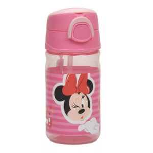 GOURDE Disney Minnie Wink plastic Bottle with Strap (350ml),GIM55379204, Gourde enfants Capuchon encliquetable qui protège la paille.