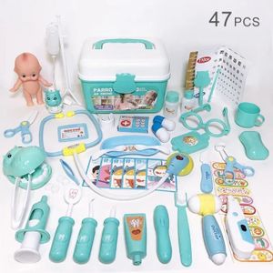 DOCTEUR - VÉTÉRINAIRE 47pcs vert - Ensemble de jouets de médecin pour enfants, jouets de dentiste pour filles, jeu de plis, jeu de