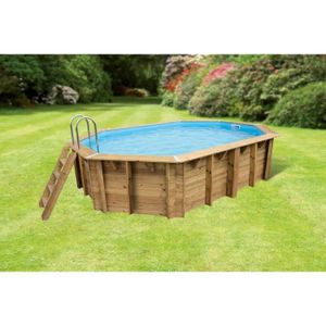 PISCINE Piscine hors sol - UBBINK - Océa - Octogonale - 355 x 550 x H120 cm - En bois - Liner gris