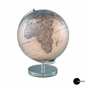 GLOBE TERRESTRE Mascagni  Globe terrestre diam 30 cm, gris mÃ©tallisÃ© qui s`allume et devient Ivoire et Ã©tats Gris - 0709(a)