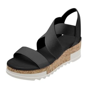 sandales compensées liege femme