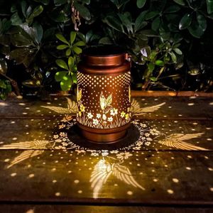 LAMPION Lanterne solaire en forme de colibri - Lanterne solaire en métal - Étanche - Décoration de jardin - Cadeau idéal pour femme, mam342