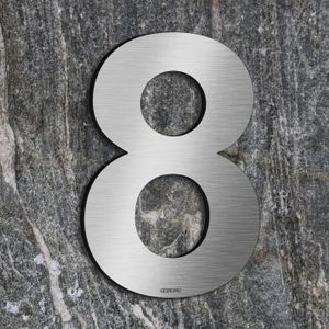 Huit Numéro 8 ASC – Numéro de Maison ou de Porte en Acier Inoxydable brossé 10 cm de Haut 