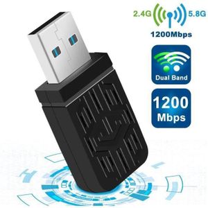 CLE WIFI - 3G SD02524-Clé WiFi Adaptateur USB WiFi AC 1200Mbps Mini Dongle Wireless Adaptateur WiFi USB 3024G300Mbp+5G867Mbp Double Band
