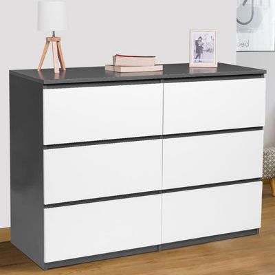 Commode 6 tiroirs commode blanche meuble rangement - Ciel & terre