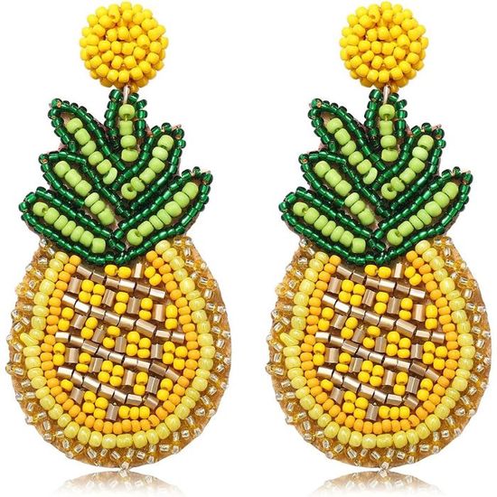 Lot De 3 Paires De Boucles D'oreilles Bocaux Fruits - Pendantes En Verre Coloré, Fermoir Clous, Neuves