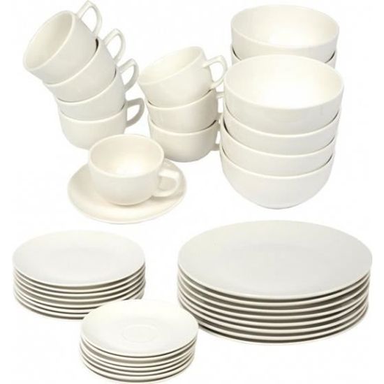alpina Vaisselle - Service de Table 40 Pièces - 8 Personnes - Lavable au Lave-vaisselle - Convient pour le Micro-ondes - Porcelaine