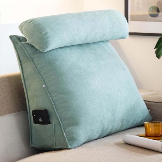 RVUEM Beige,L60×W20×H50cm, Coussin Lecture, Coussin TêTe Lit Triangulaire, Coussin De Soutien Positionnement, Coussin De Remplissage D'Espace Lit, Coussins Repos Au Lit, avec Housse Amovible