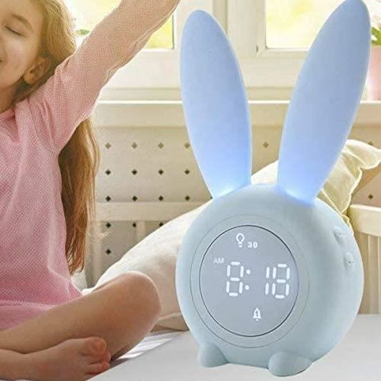 Réveil Cartoon Bunny Shape Kids Alarm Clock Sleep Trainer Rechargeable