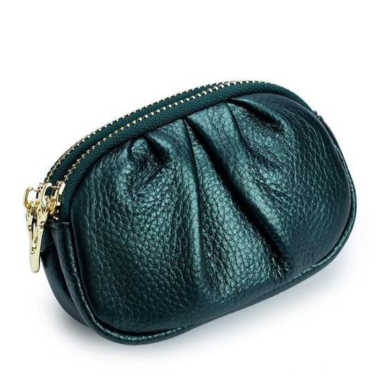 Porte-Monnaie Cuir Véritable Femme - Mini Format 11x9cm - Avec Porte-Clés