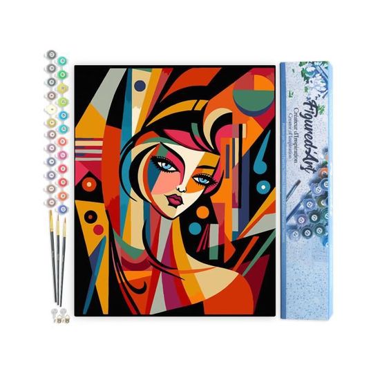 Figured'Art Peinture par Numéro Adulte sur Disque en Bois de 30cm de diamètre - Vin et raisins - Kit de Loisir Créatif DIY Numéro d'Art Complet